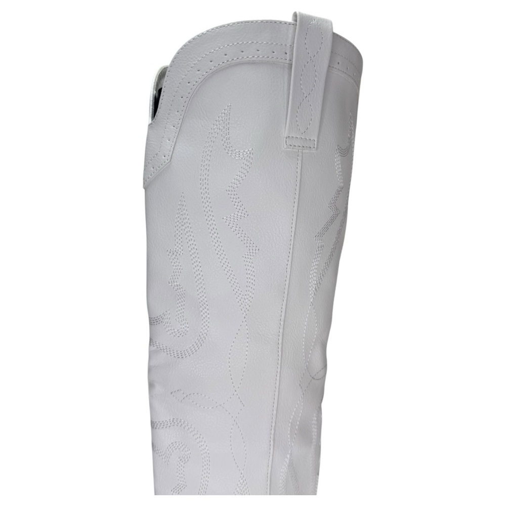 Sugar Tall Tam White Faux Leather Knee High Womens Western Style Boots Size 9.5M - Picture 8 of 13